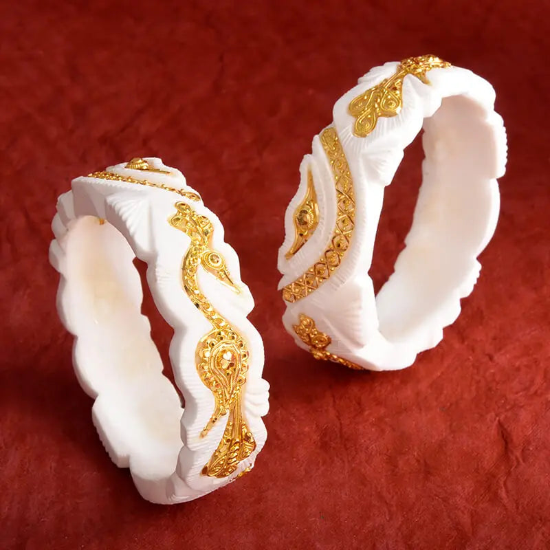 Mota Sakha ''1 Koba Tyre Sakha |20-22 gm Approx|Without Gold Premuim Qality Sakha Ma Durga Shankha Shilpalay